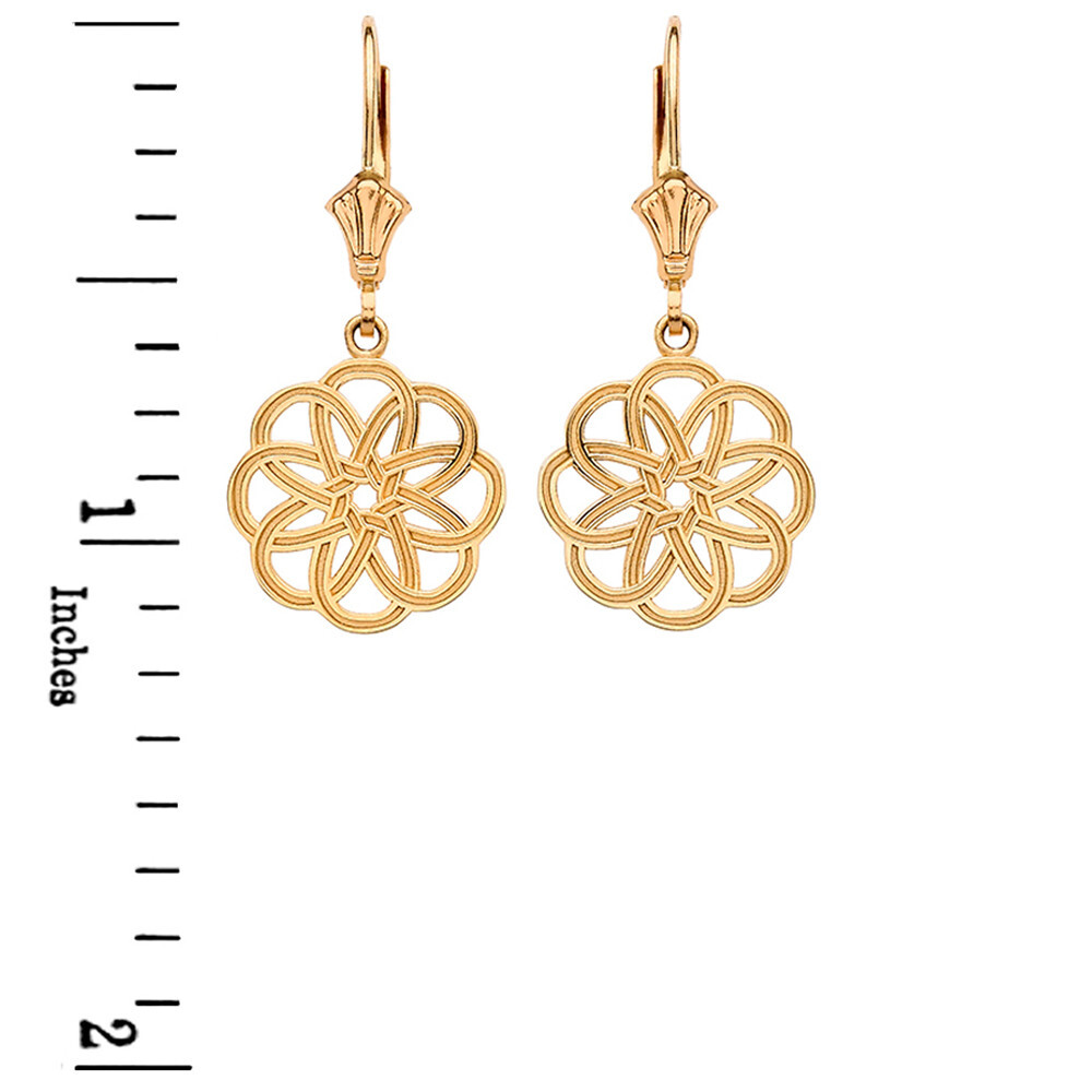 Gold Celtic Knot Round Flower Earrings(Available in Yellow/Rose/White Gold)