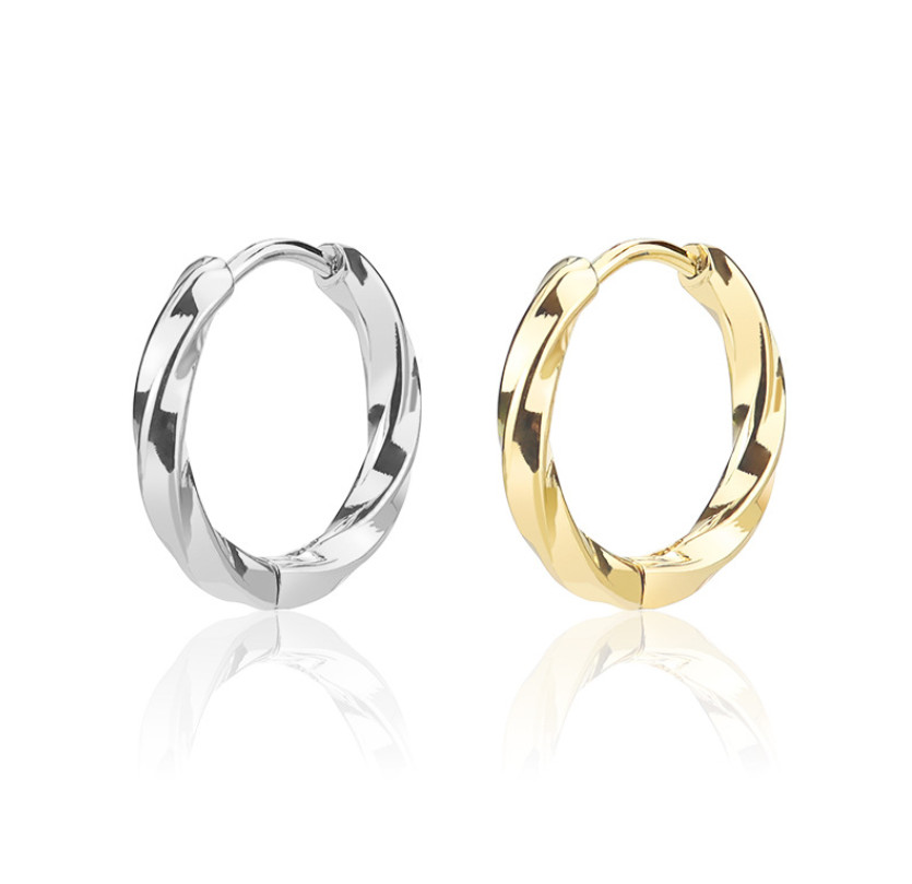 Women Men 316L Stainless Steel Twisted Huggie Hoop Earrings 12mm Gift AC1