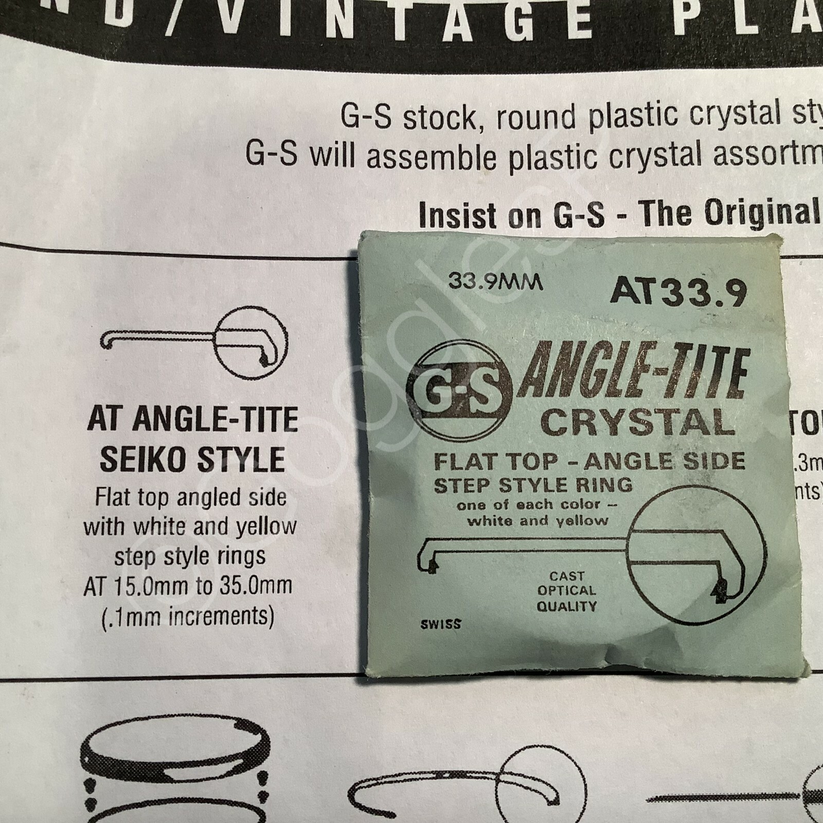 GS Angle-Tite (AT) Acrylic Crystal w/ White & Yellow Tension Ring (Select Size)