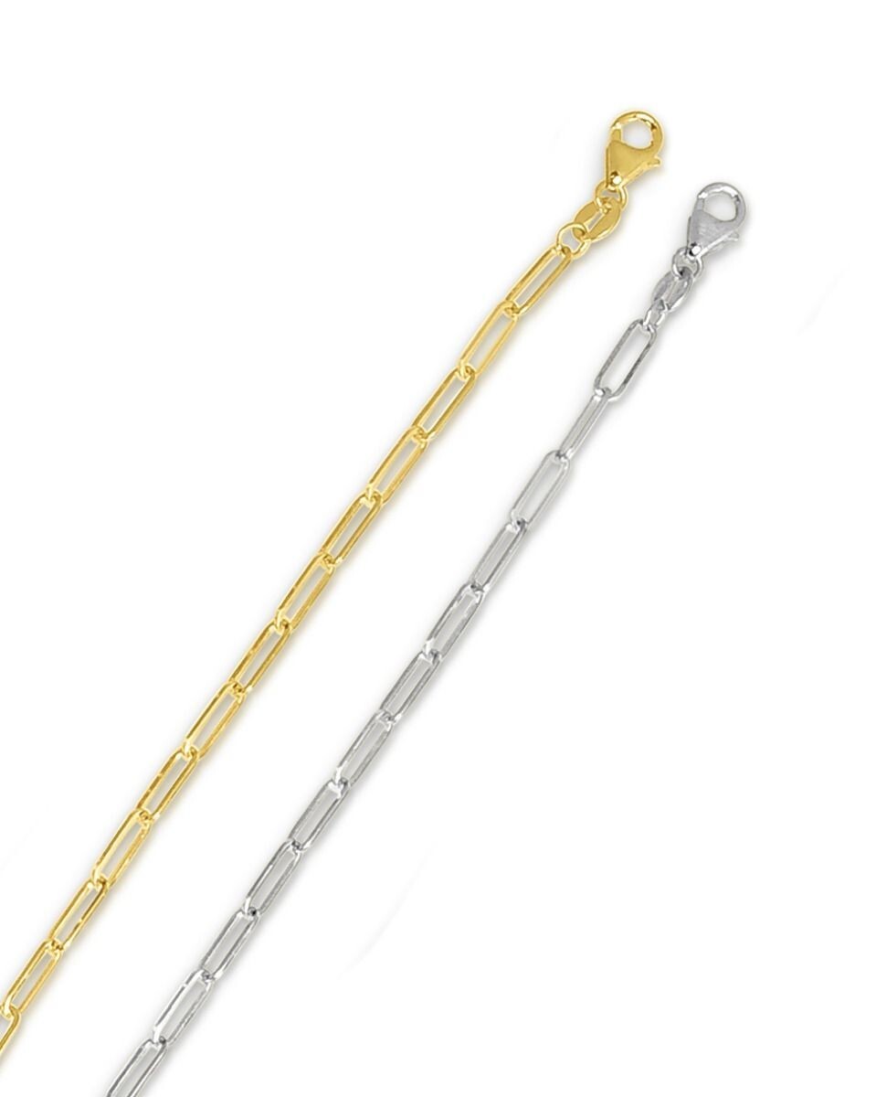 18k White Gold Solid PAPERCLIP Cable Link Chain Necklace 16 Inch 2 Grams 1.5MM