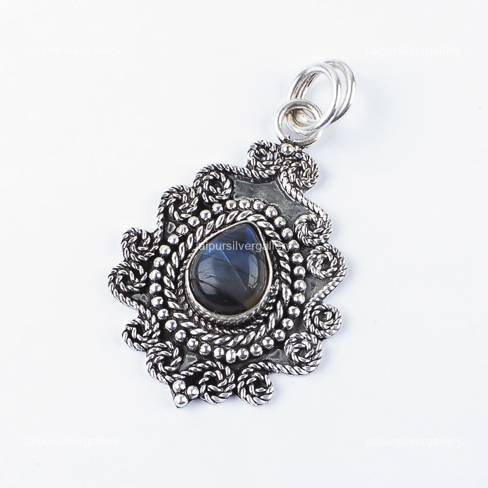 Labradorite Gemstone Jewelry 925 Silver Handmade Elegant Pendant 1.55″ For Gifts