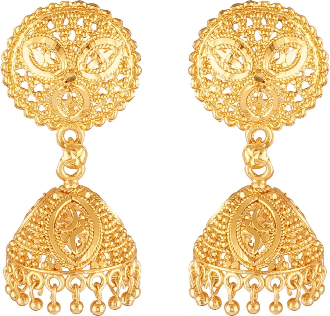 Traditional Temple Jewelry Gold Ethnic South Indian Jhumkas Alloy Jhumki Earring