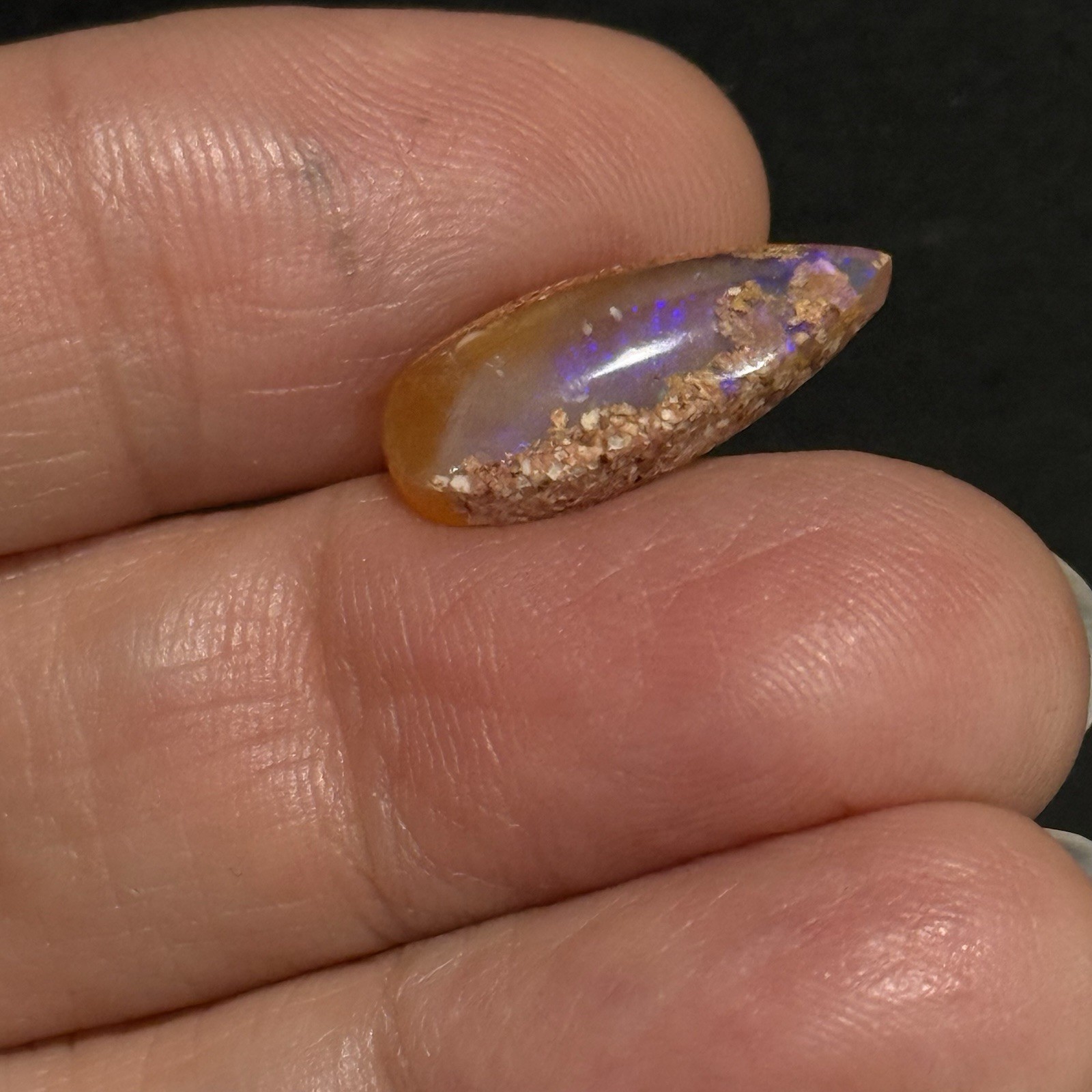 3.5ct 18.5×7.7×4.2mm Purple Crystal Pipe Australian Boulder Opal Cabochon Gem