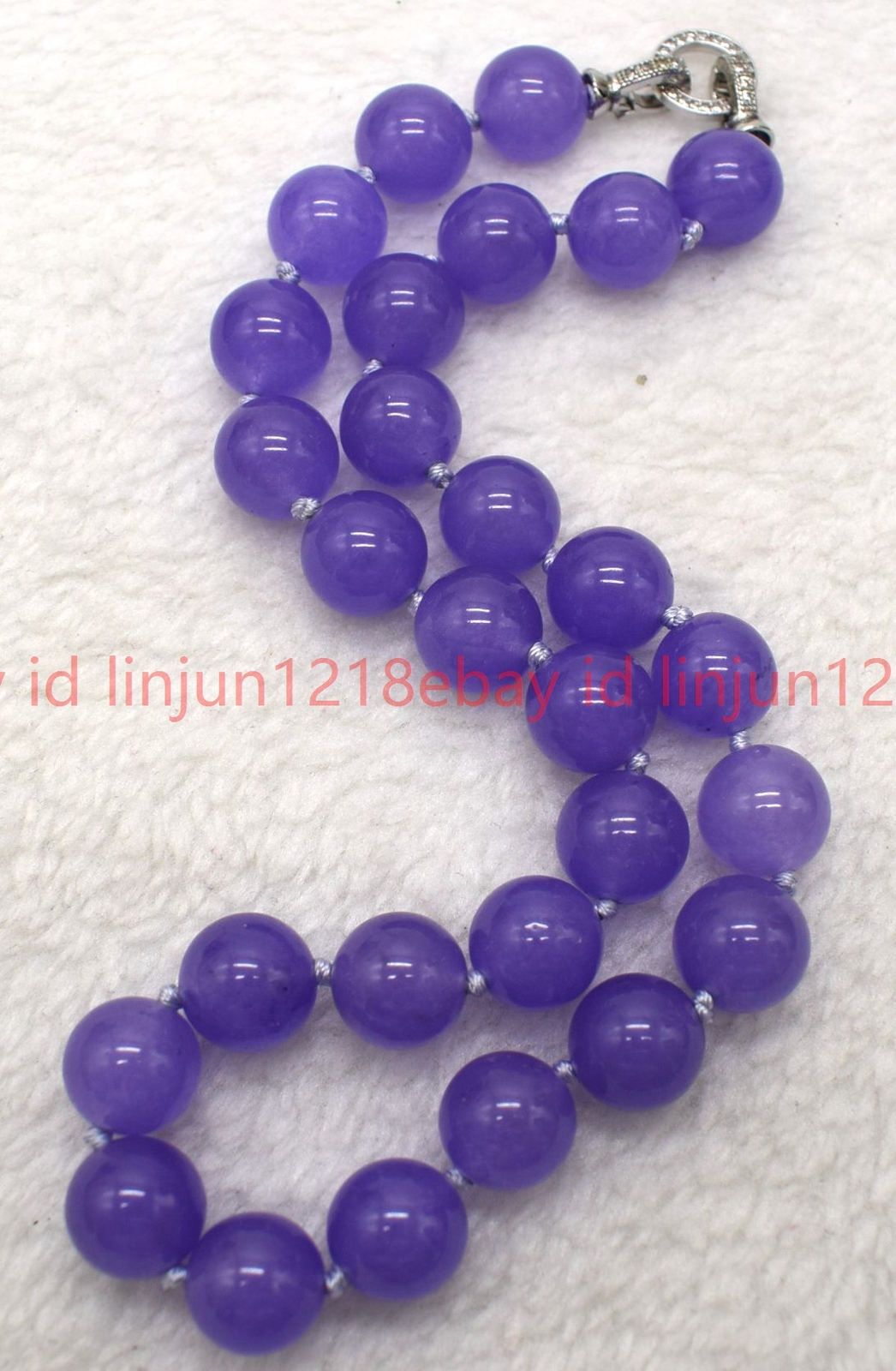 Natural 8/10/12mm Lavender Purple Jade Round Gemstone Beaded Necklace 16-28in