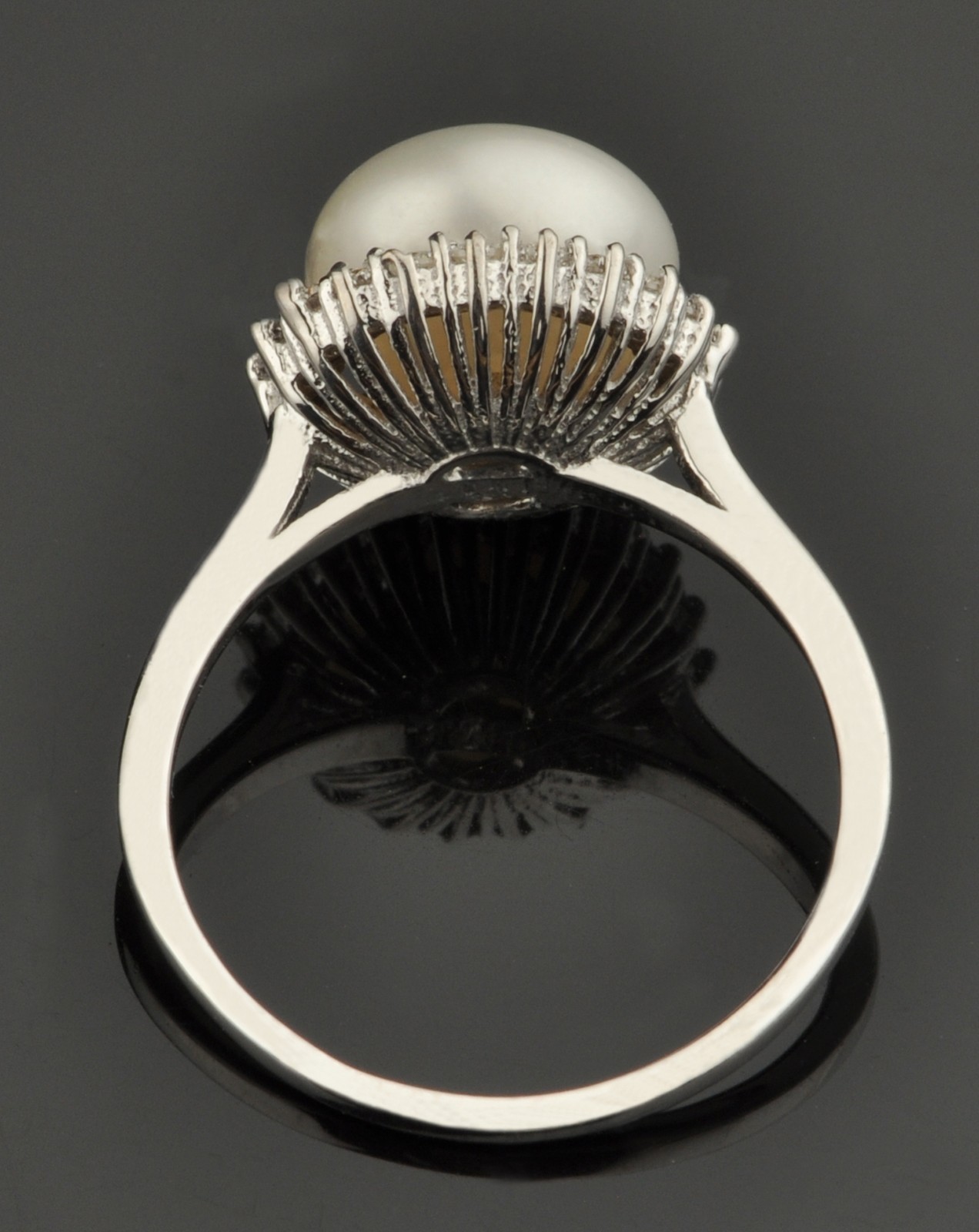 4.00Cts. Round Shape 100% Natural Pearl Certified Diamond Ring In 925 Silver