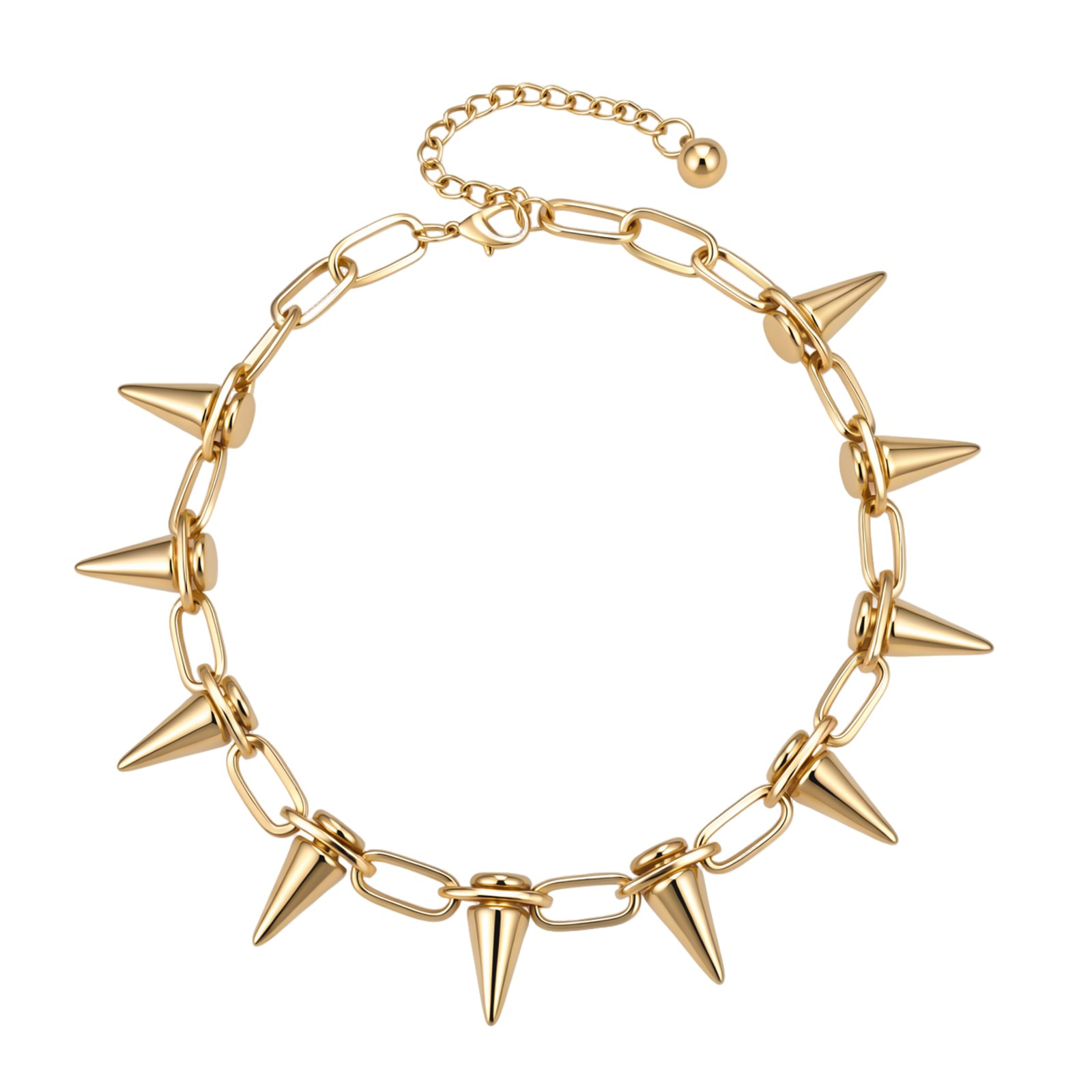 Womens Punk Spike Clip Chain Choker Collar Necklace for Costume Accessories