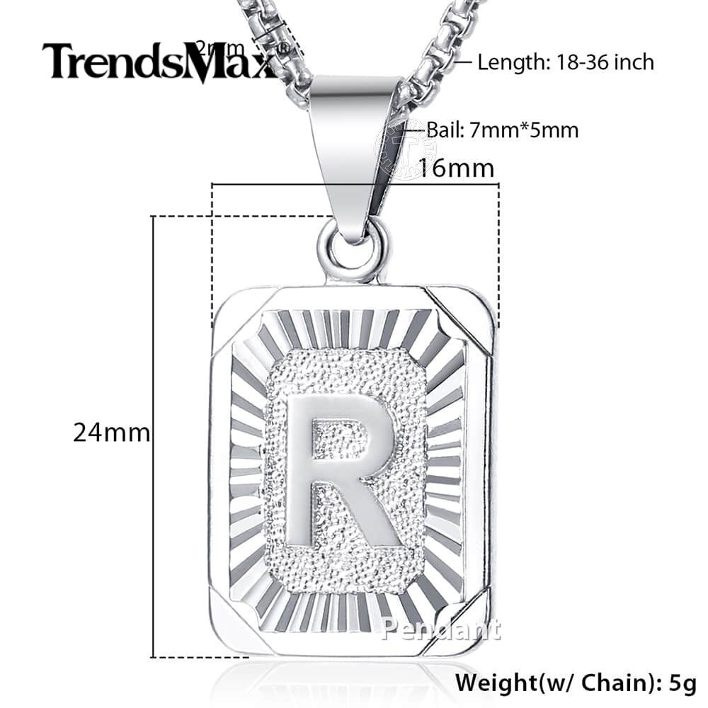 Silver Plated Initial 26 Letter A-Z Charm Pendant Necklace 18″-22″ Female Male