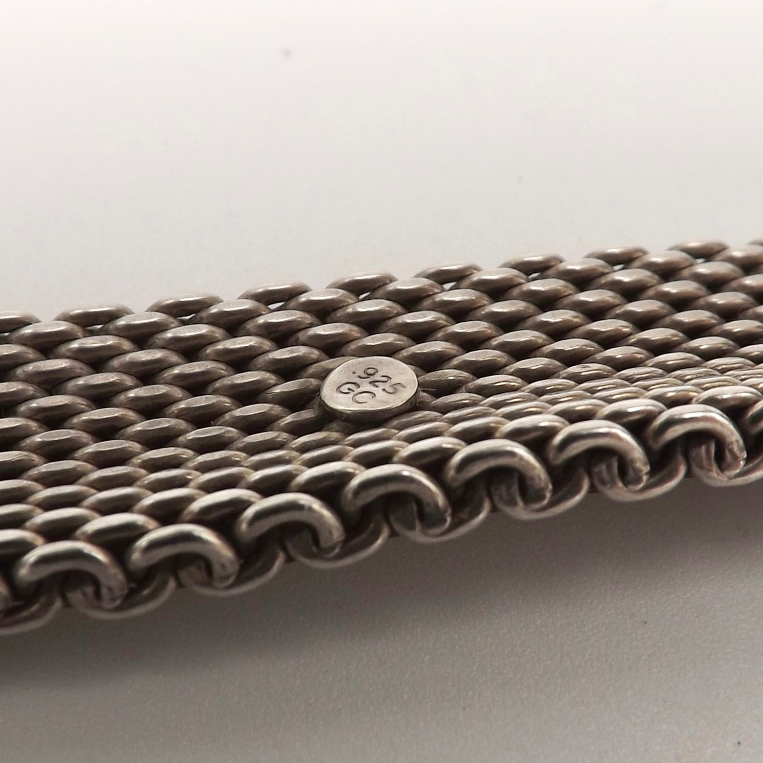 Sterling Silver Woven Mesh Somerset Bangle Bracelet Slip On 40gr Vintage 7.5in