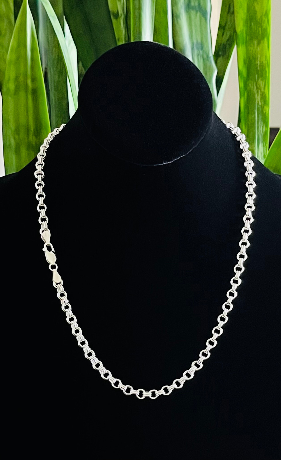 Real Solid 925 Sterling Silver Double Rolo Chain Necklace Made in Italy