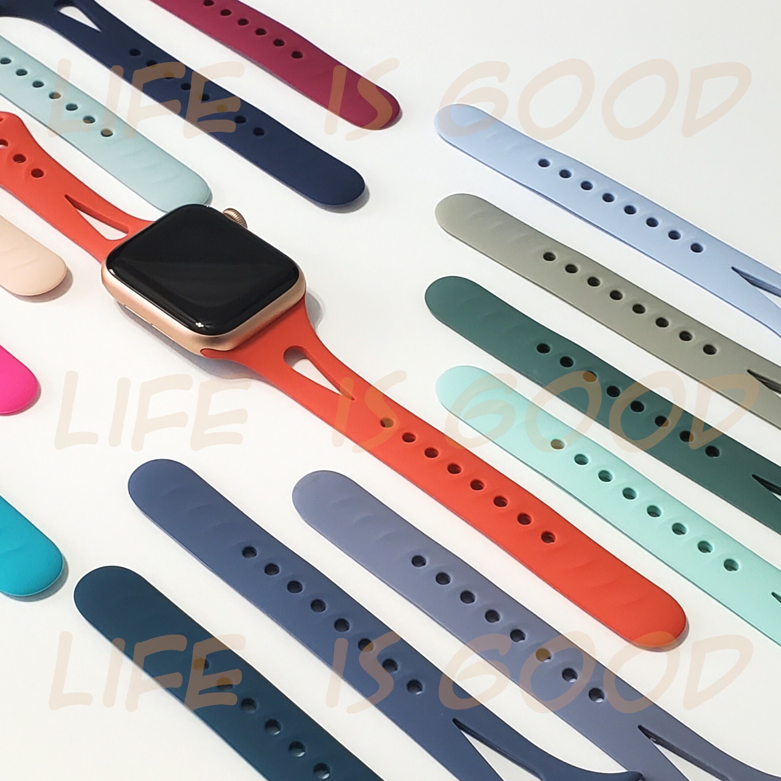 Silicone Narrow Sport Band for Apple Watch Series 8, 7, 6, 5, 4, 3, 2, 1, SE