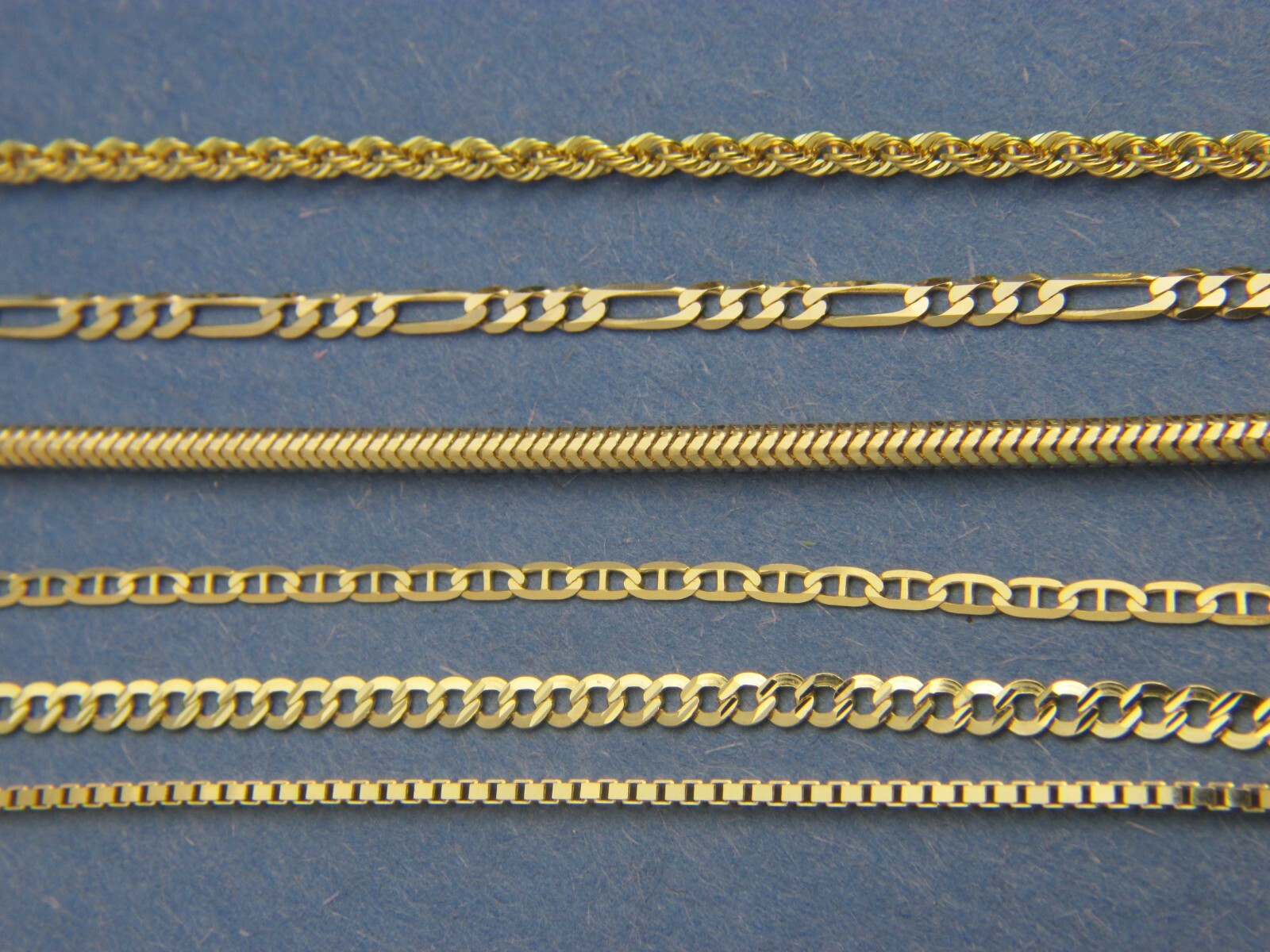 Solid 14k gold Chain Necklace Box chain Rope chain Curb chain 14kt gold