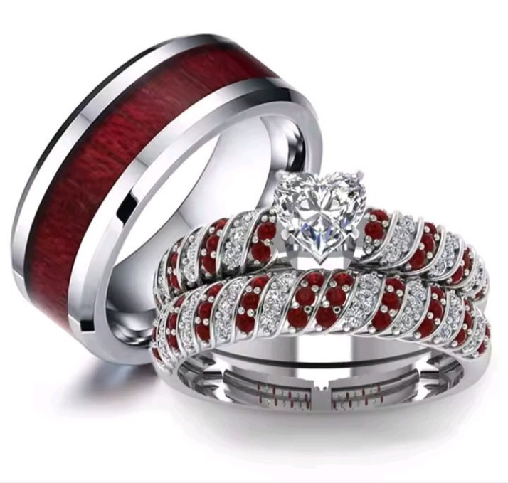 Enchanting Red Black Couple Ring His/Her Made for Lovers Valentine’s Day Edition