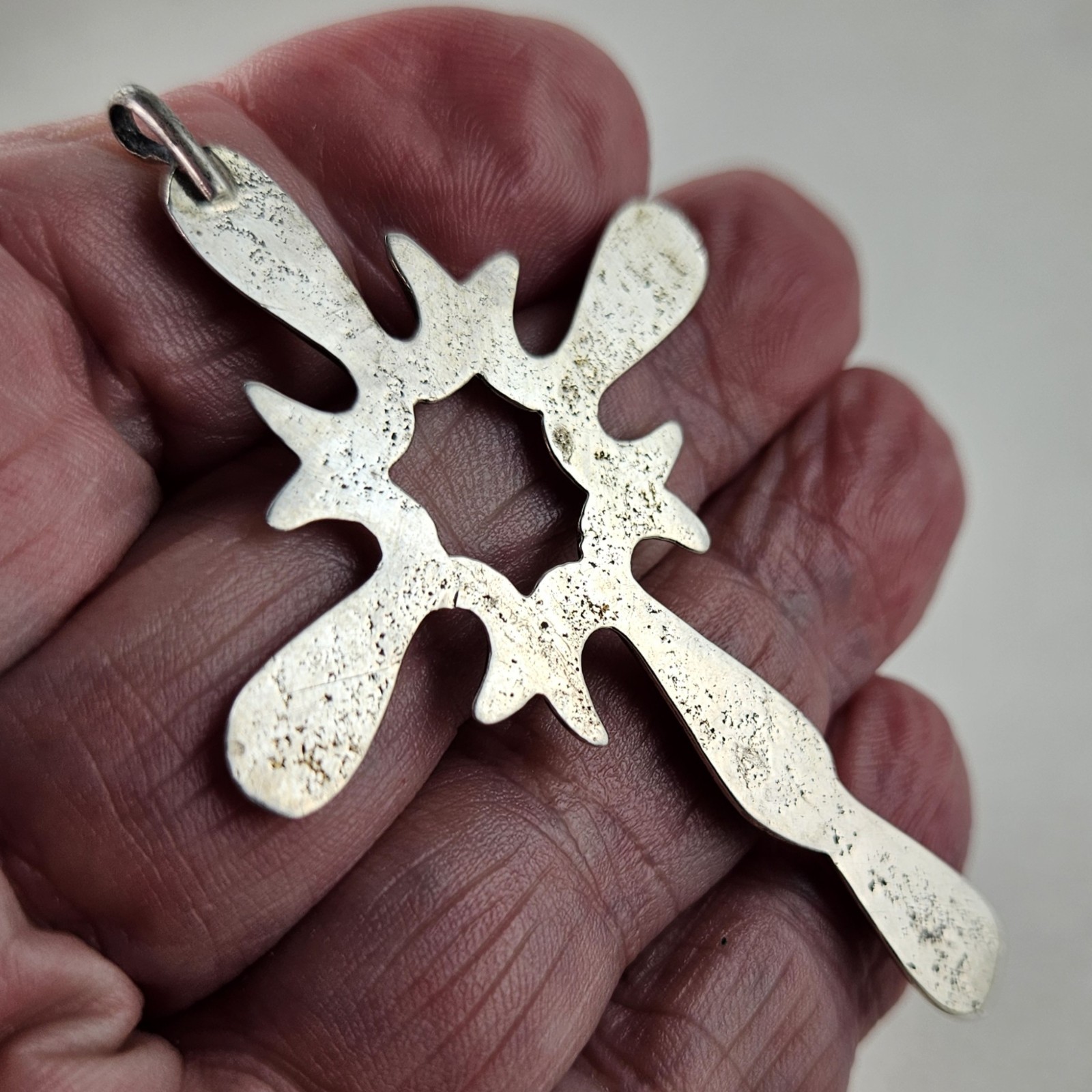 Sterling Silver Cross Artisan Sand Cast Pendant 12.0g [8848]