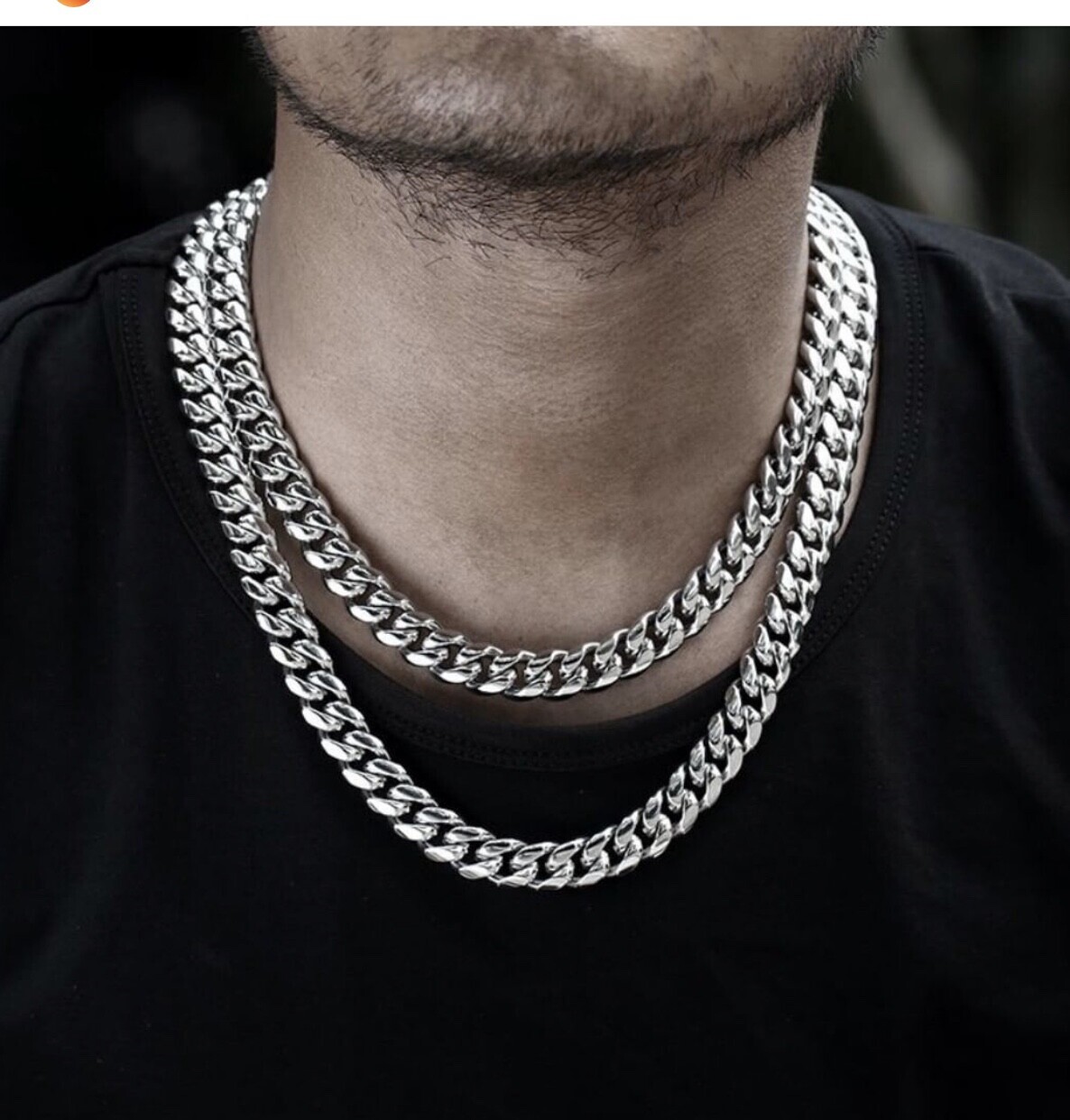 Solid White Gold Plated 316 Stainless Steel 11mm Miami Cuban Link Chain Necklace