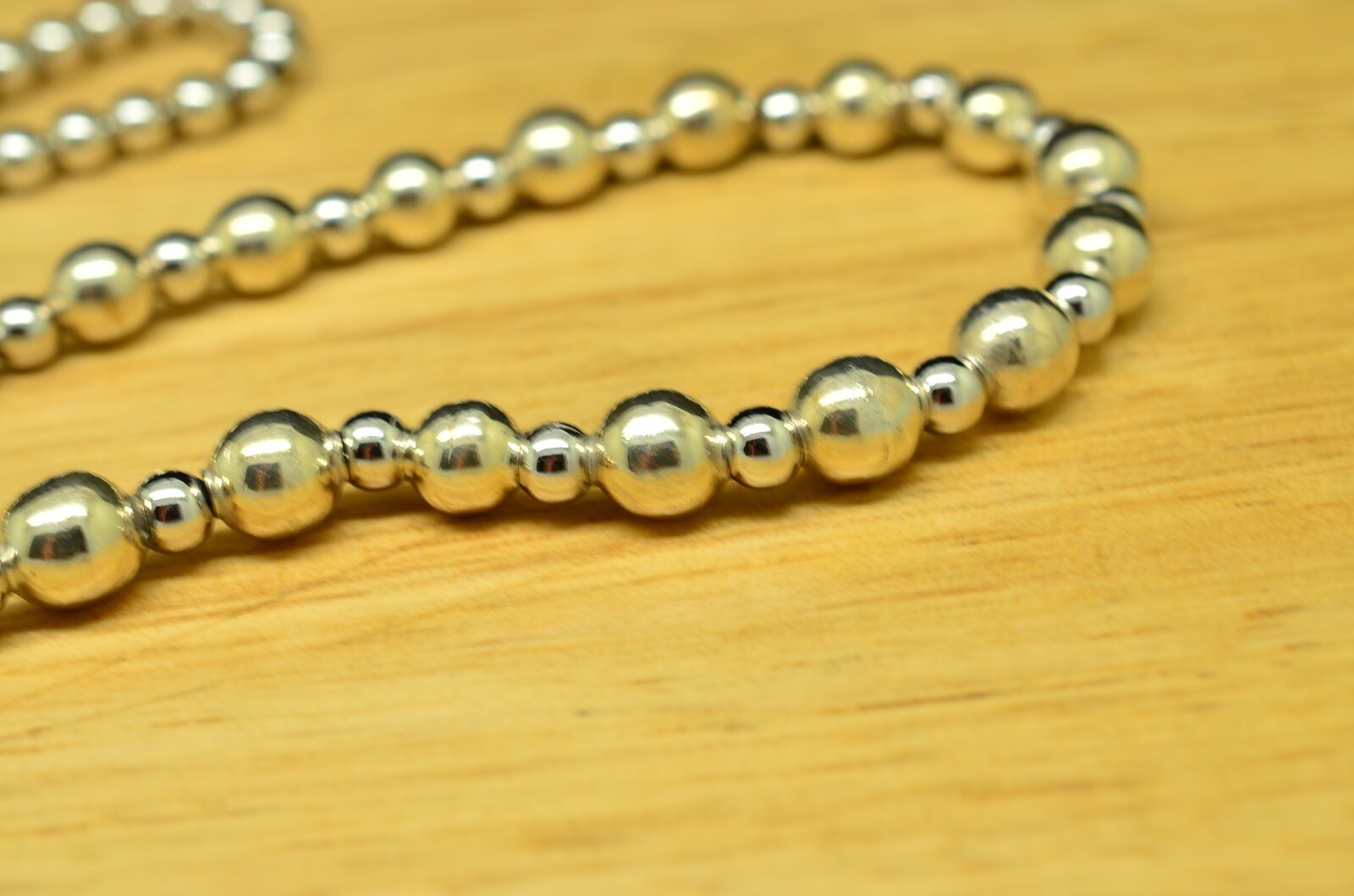 28″ 925 Sterling Silver Graduated Beaded Chain Necklace 4.5mm-12mm 28.5 grams