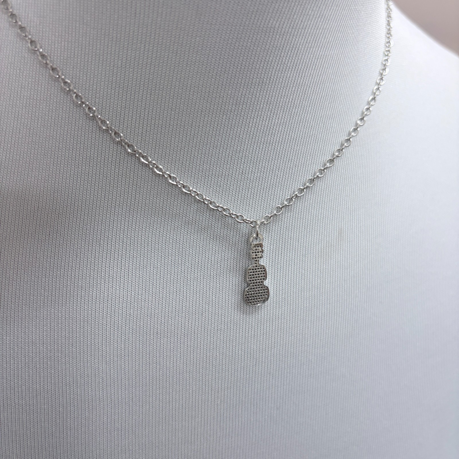 Silver Tiny Violin Pendant Adjustable Necklace | 16″ + 2″ Extender