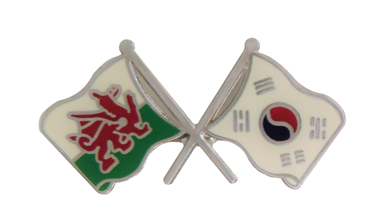 South Korea Flag & Wales Flag Friendship Courtesy Pin Badge