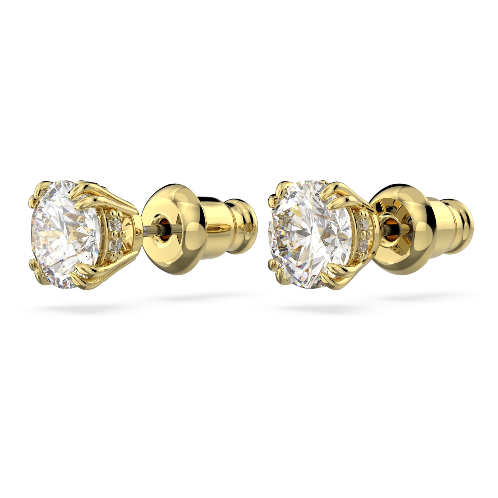 Swarovski Stilla Stud Earrings Round Cut, White, Gold-Tone Plated 5642595