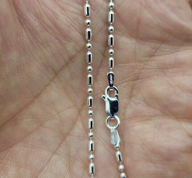 925 Sterling Silver Dot Dash Pallini Bead Ball Chain Necklace Bracelet 1.8mm
