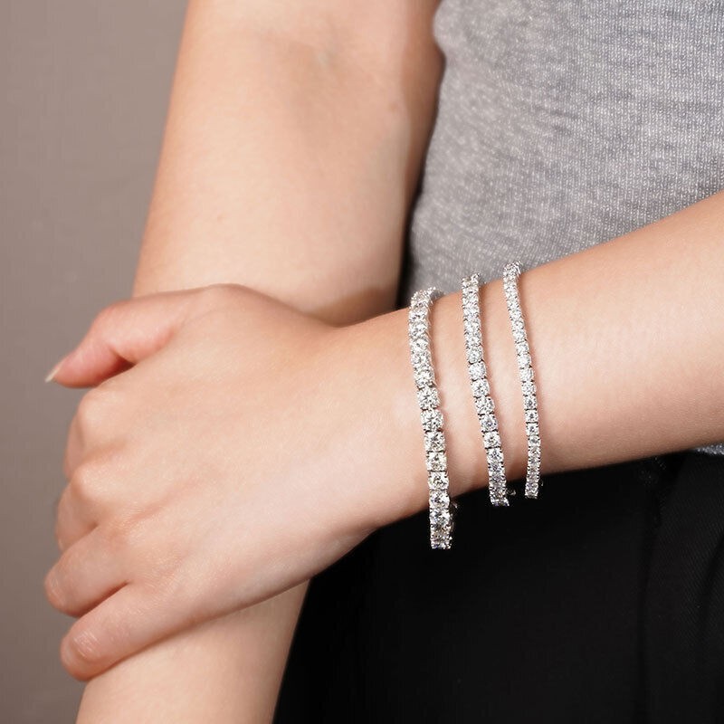 2-6.5mm GRA Certified D VVS1 Moissanite Tennis Bracelet 925 Sterling Silver