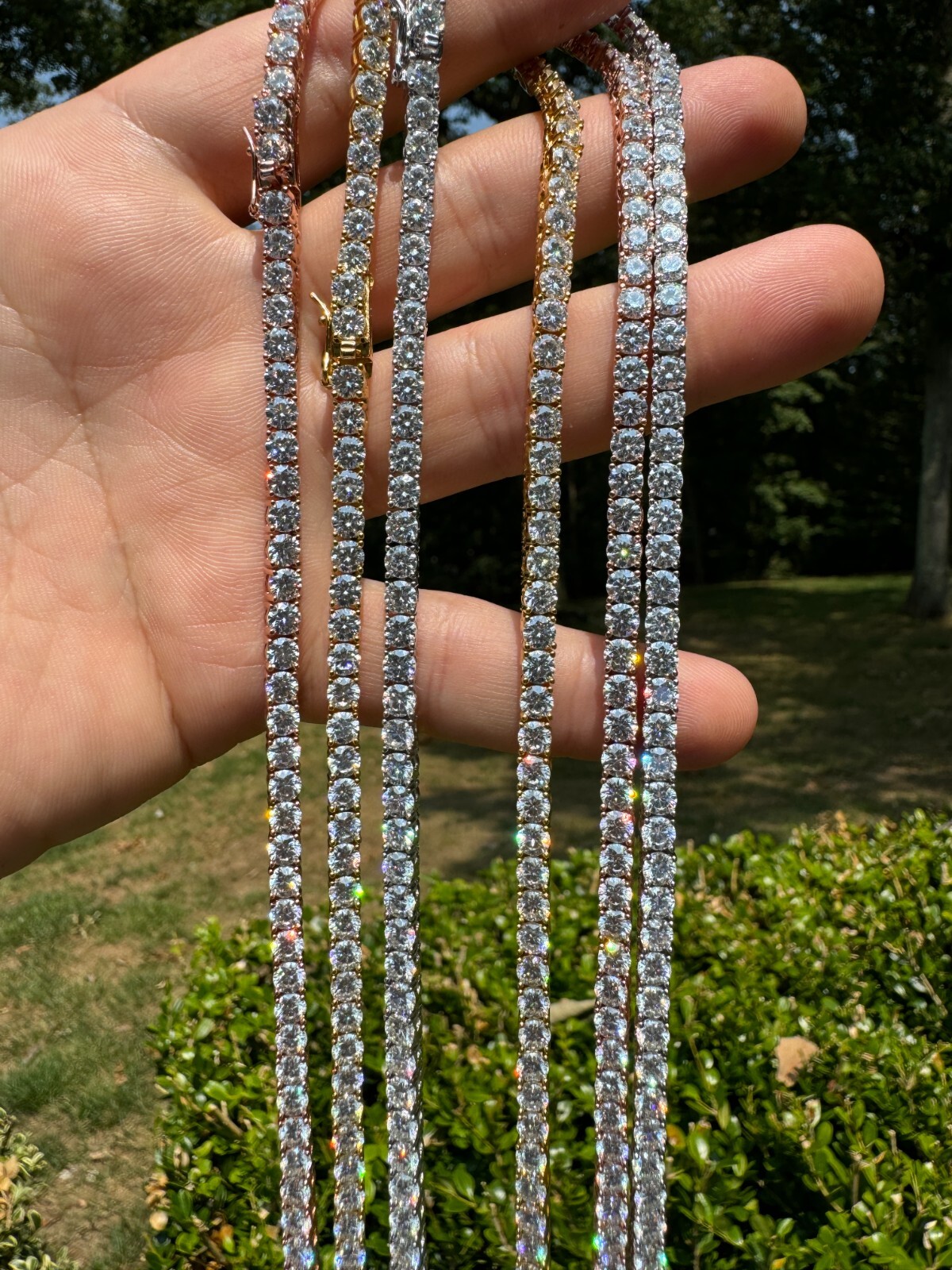 Tennis Chain Real SOLID 925 Sterling Silver CZ ICED Necklace Chain Hip Hop