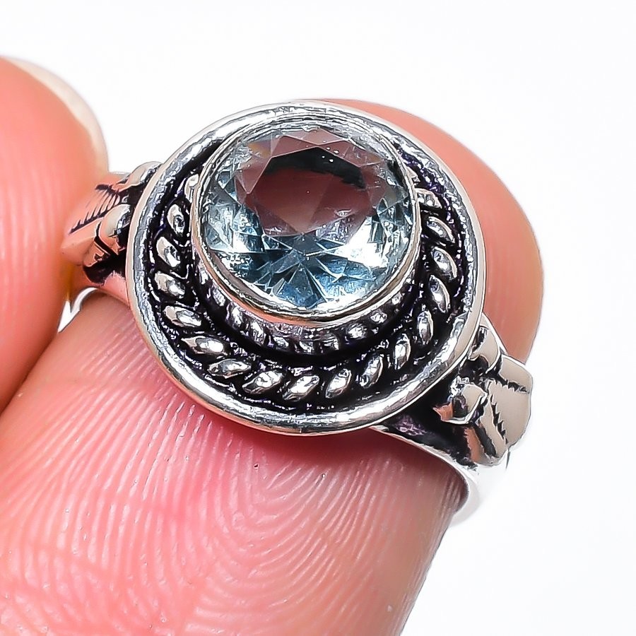 Aquamarine Gemstone Handmade 925 Sterling Silver All Size Ring For Gift