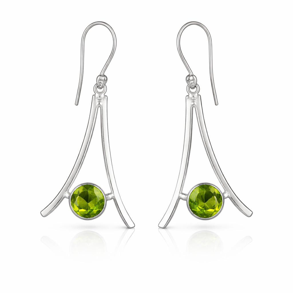 Peridot Gemstone Earrings 925 Silver Handcrafted Unique Jewelry Birthday Gift