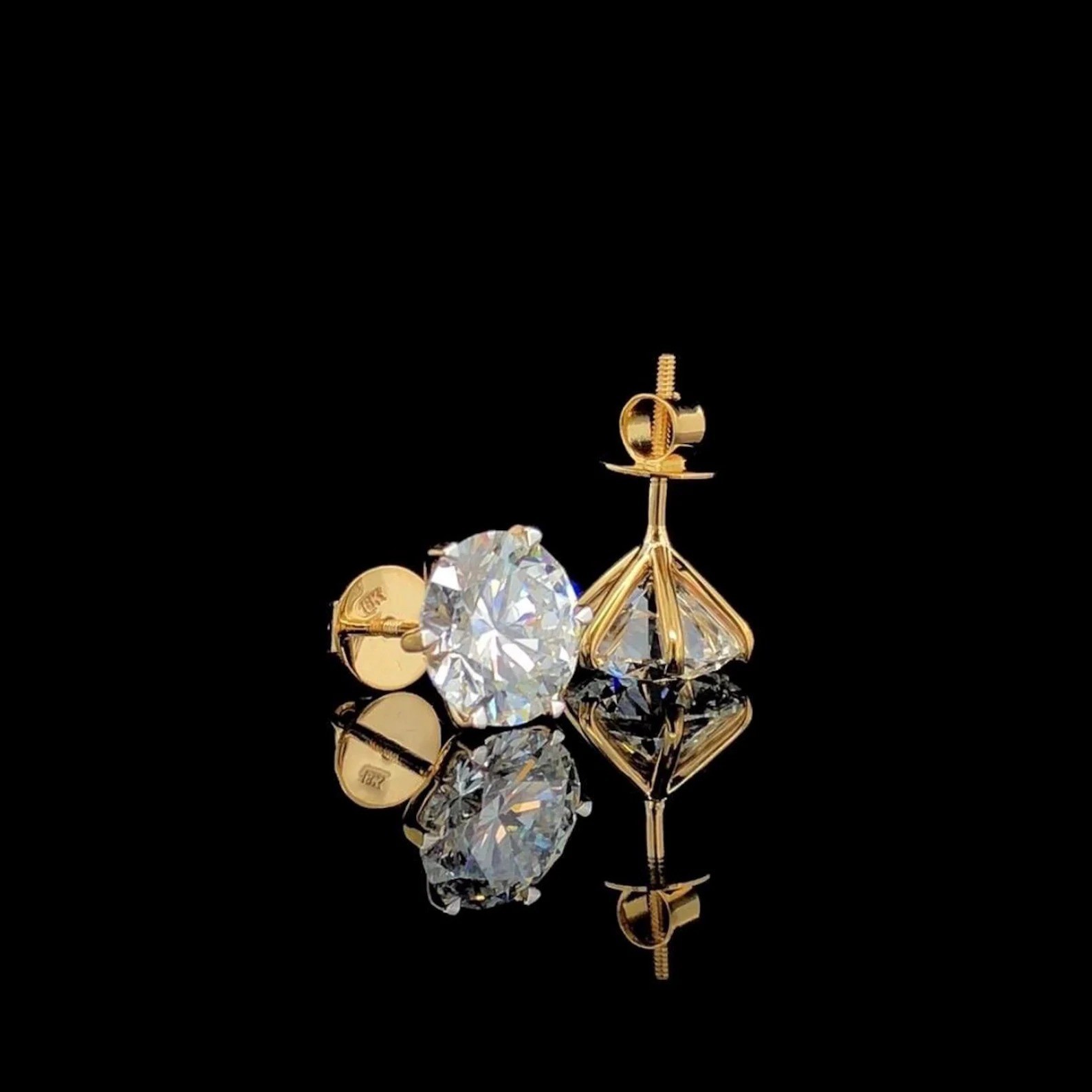 6 Prong Solitaire 2ctw Moissanite Stud Earrings For Women in 18K Solid Gold