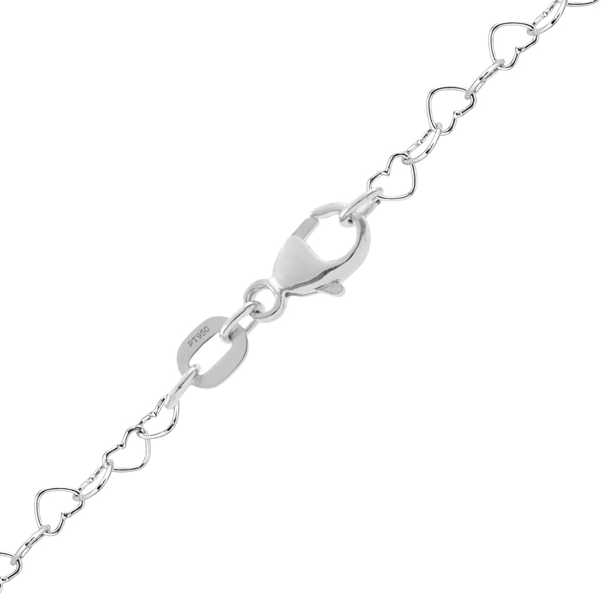 950 Platinum Heart Cable Links Chain Necklace 2.9mm