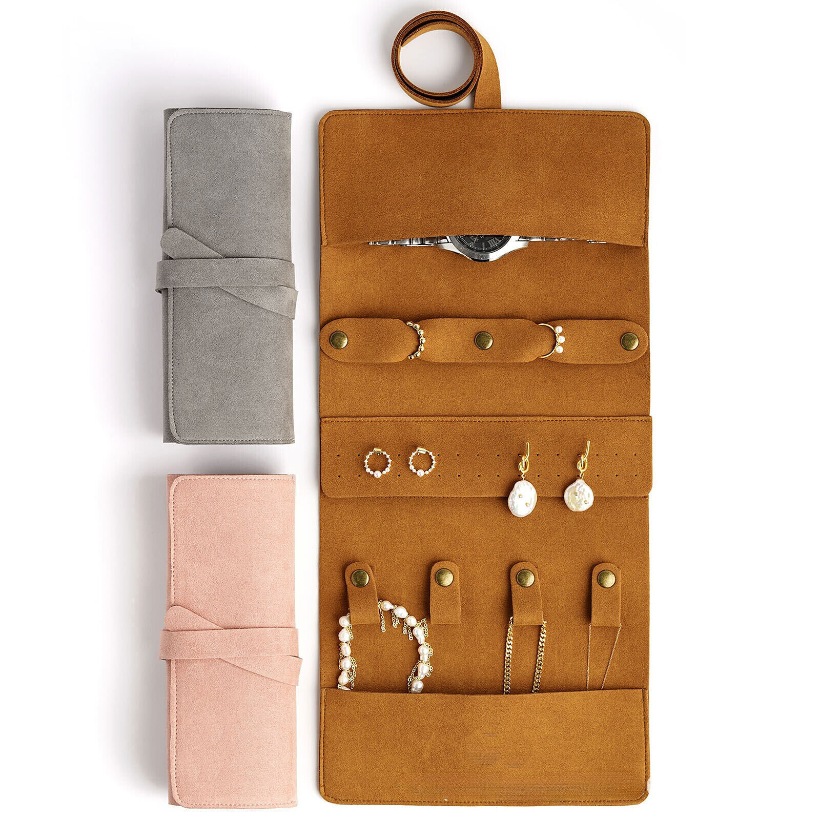 Multifunctional Jewelry Roll Organizer for Travel Earrings Necklaces Bag