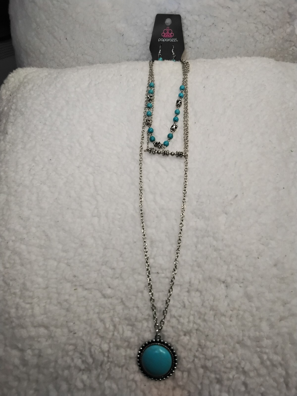 Paparazzi: Blue and Sliver Necklace | Long 3 Layer Necklace |Accessories
