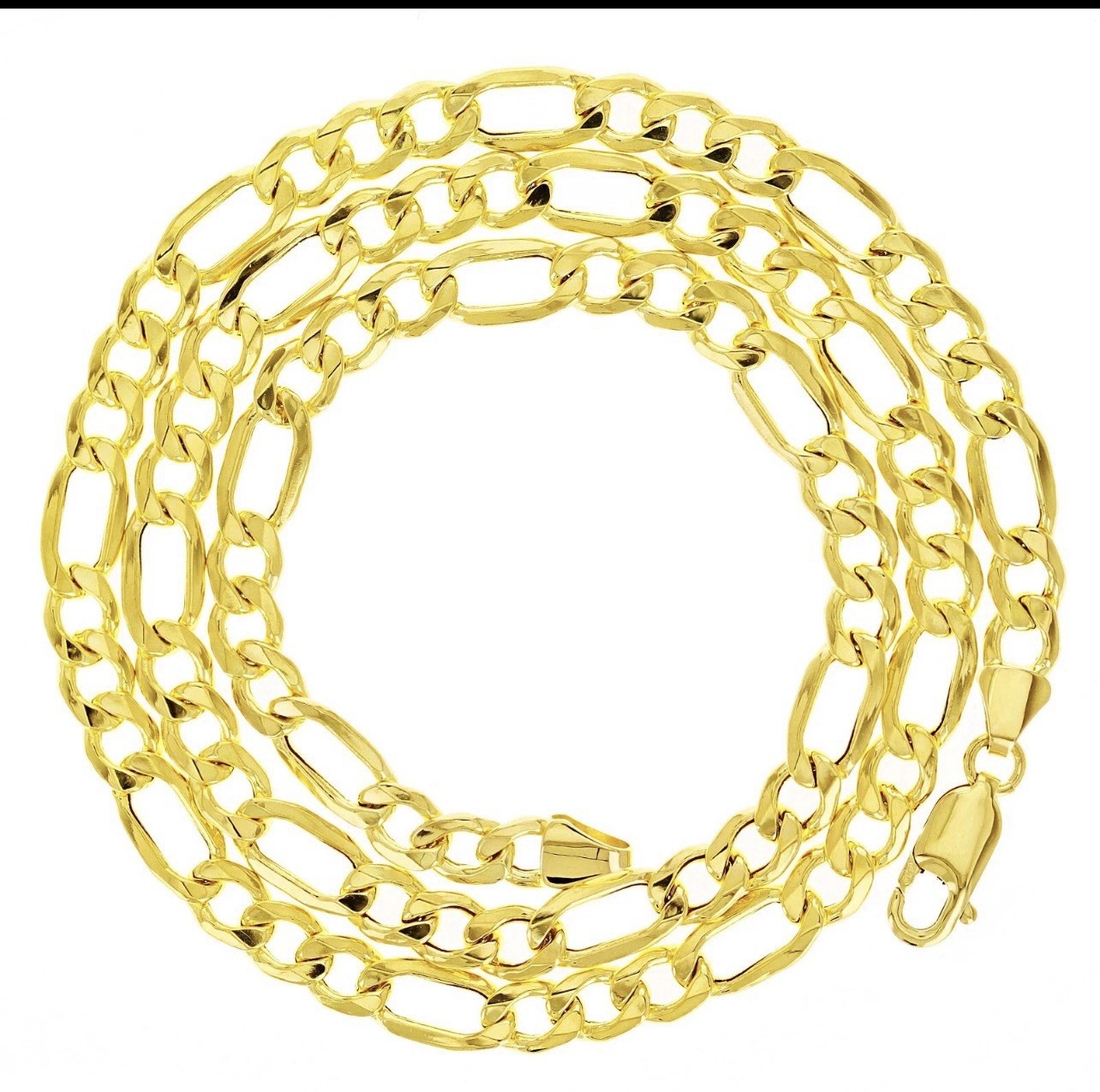 Italian 10k Yellow Gold Semi-Solid Figaro Chain Necklace 22″ 5mm 5.3 grams