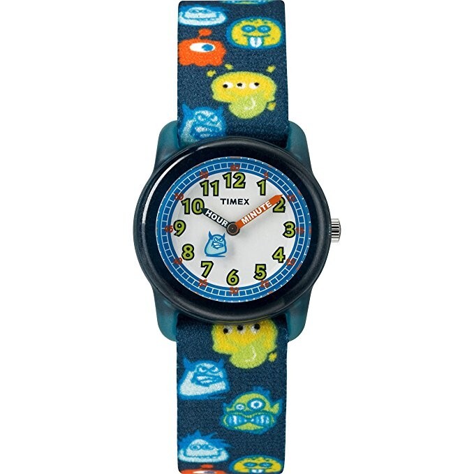 New Timex TW7C25800 Kid’s Time Teacher Blue Elastic Strap Watch Monsters boys