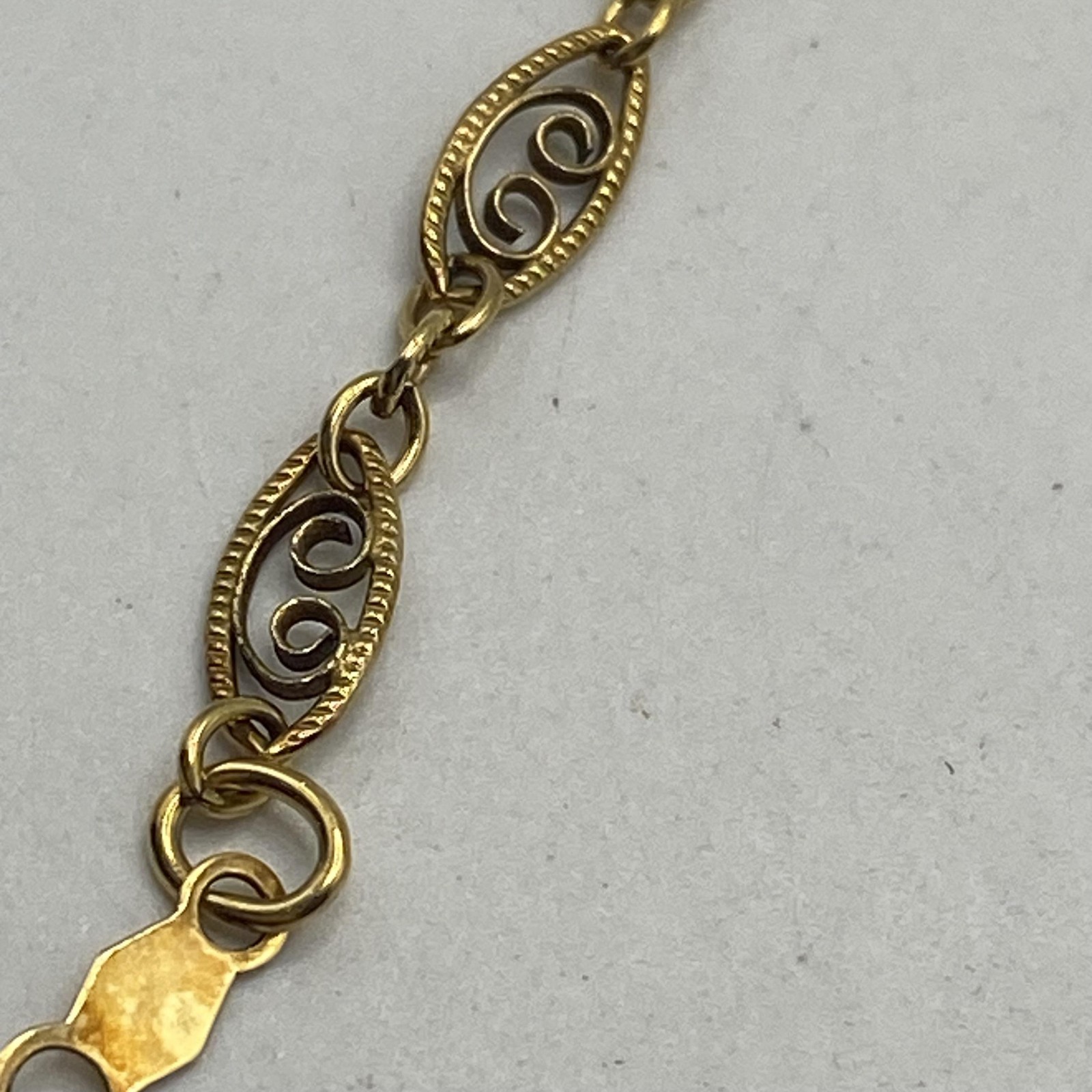12K Gold Filled Filigree Link Chain Necklace 16 In Spring Ring Clasp Jewelry