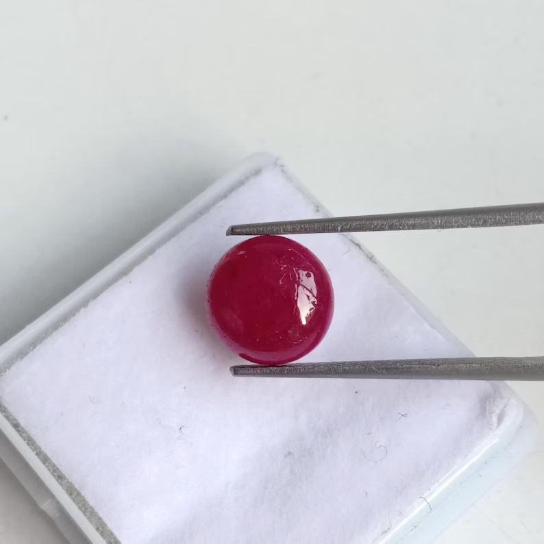 No Heat No Treat Ruby Round Cabochon Certified Earth Mine Loose Gemstone 2.35 Ct