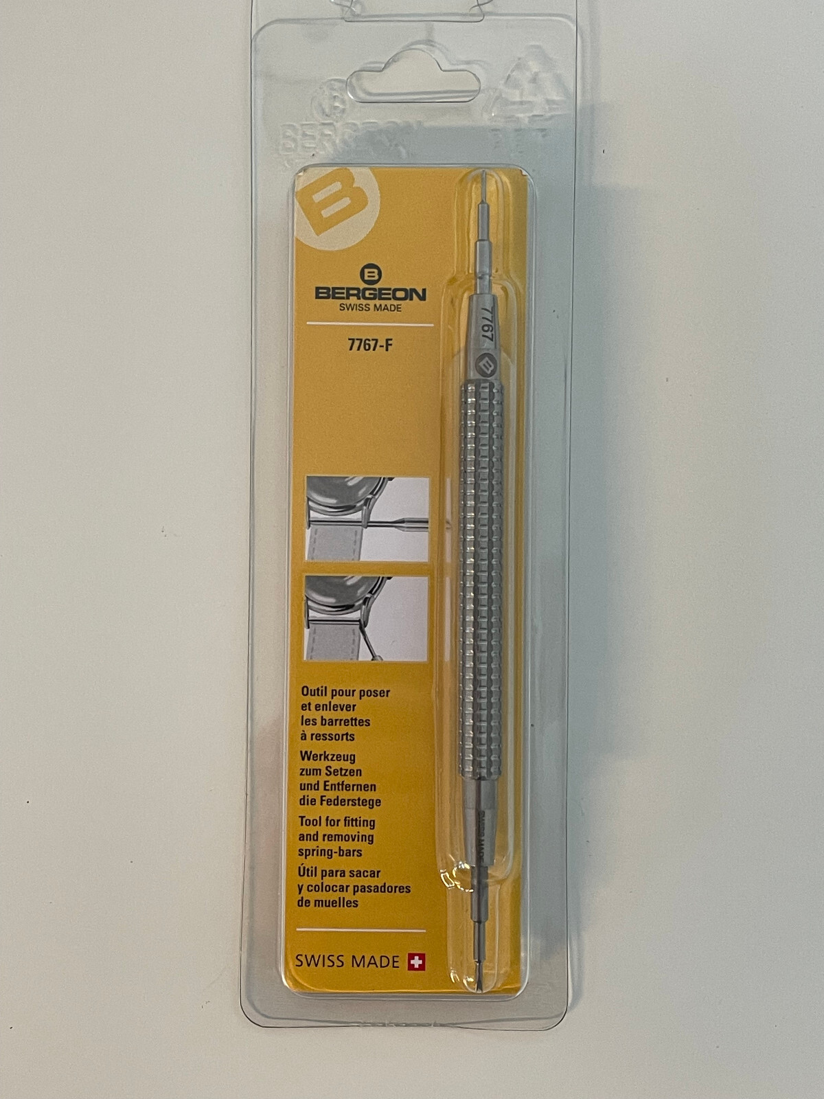 Bergeon 7767-S Watch Spring Bar Tool – Long Stainless Steel Handle