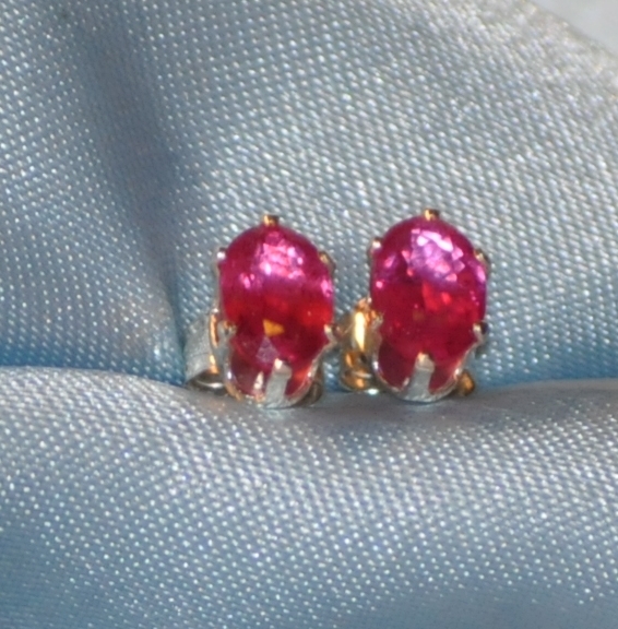 5mm X 3mm OVAL RUBY STERLING SILVER STUDS– .40CTW