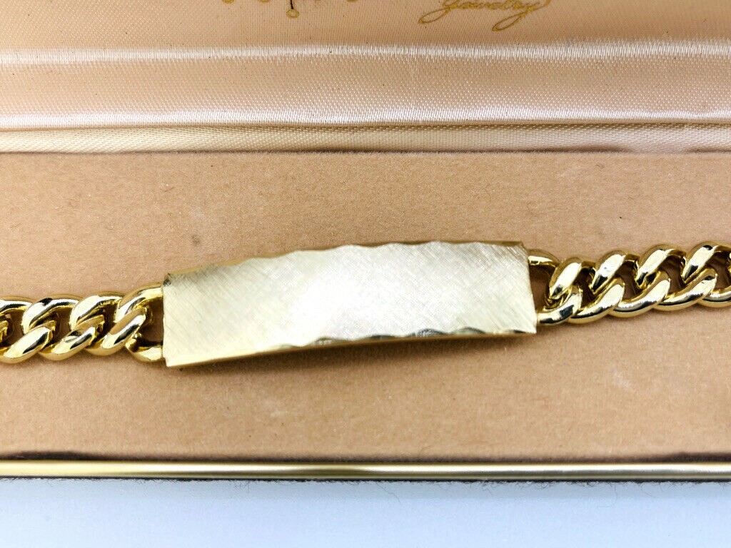 Bracelet Elco ID Identification 12K Gold Filled 7.5 inches Solid Plaque