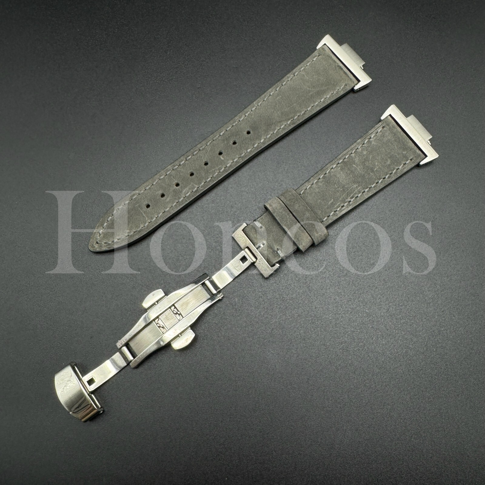 Vintage Leather Watch Band Strap Fits Tissot PRX Adapter Clasp Quick Release GRY