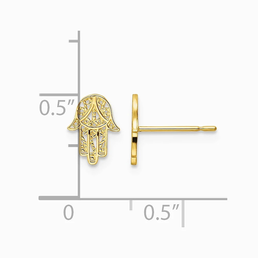 14K Yellow Gold Hamsa Post Earrings