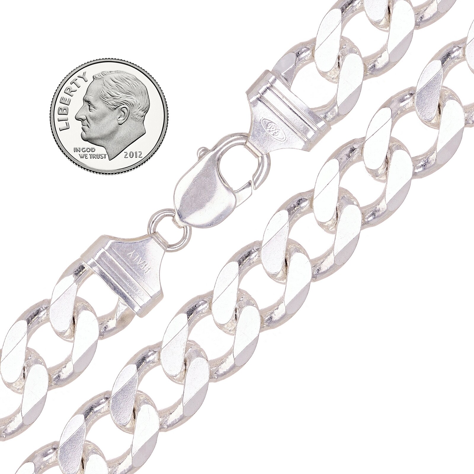 925 Sterling Silver Solid Cuban Link Chain Necklace 13mm 28.5″ 203.2grams