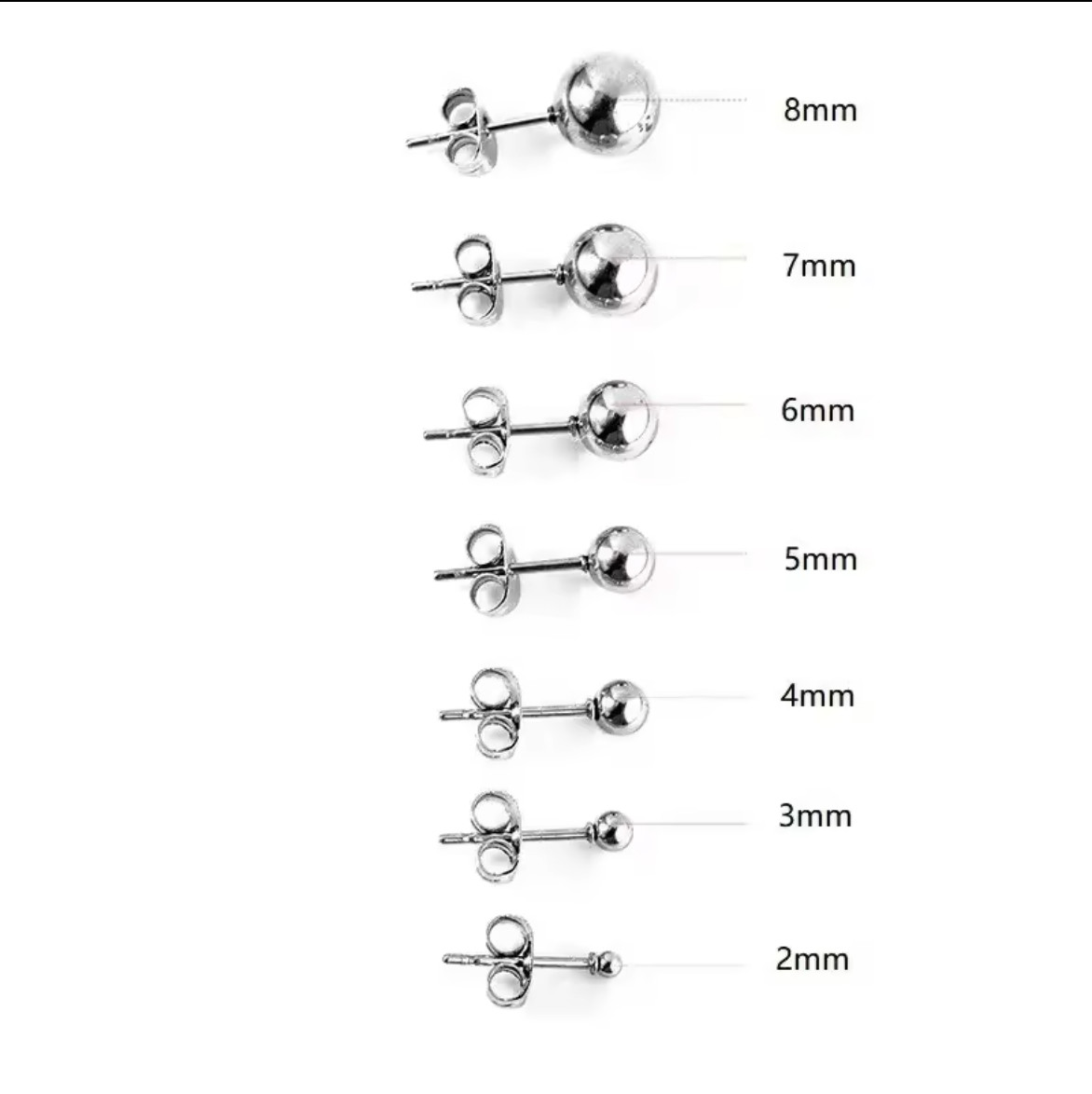 S925 Sterling Silver Round Ball Stud Earrings