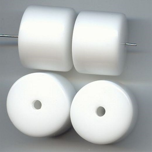12 VINTAGE WHITE ACRYLIC 24x19mm. SMOOTH BARREL BEADS 5426