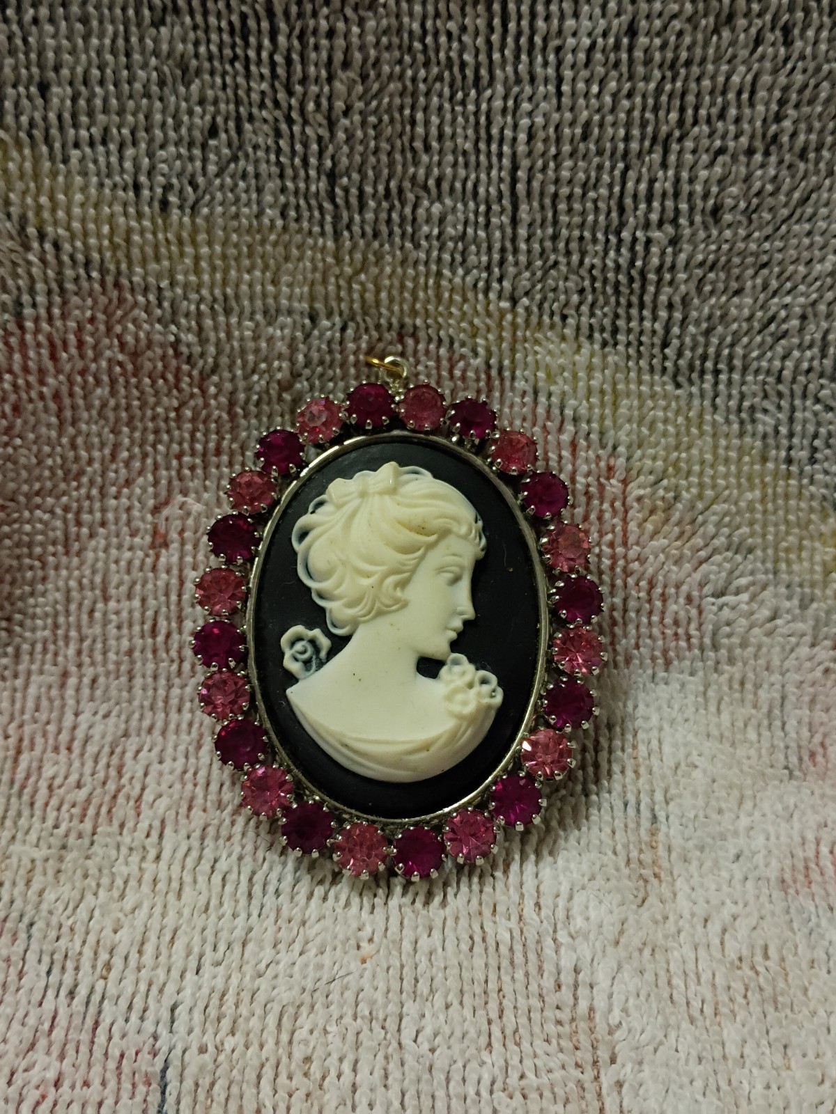 Tarina Tarantino Pink & Purple Crystals Cameo Pendant