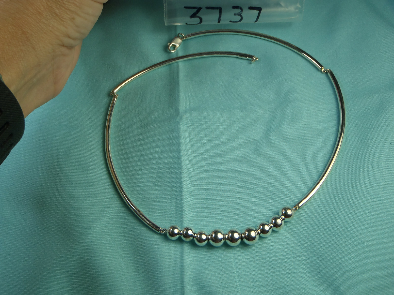 Bar and Ball Sterling Silver 18″ Necklace With Lobster Latch 18.0 Grams
