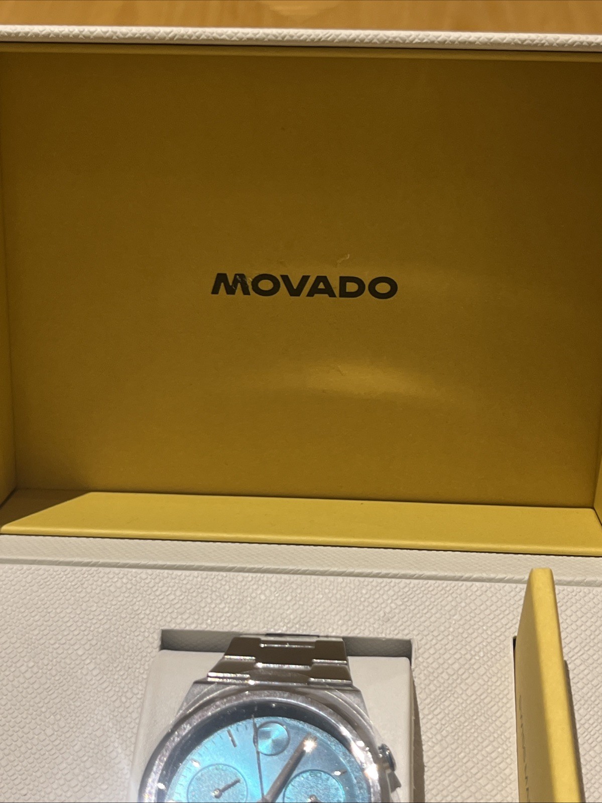 Movado Tachymeter Chronograph Green Dial Silver Tone Men’s Watch Brand New -rare