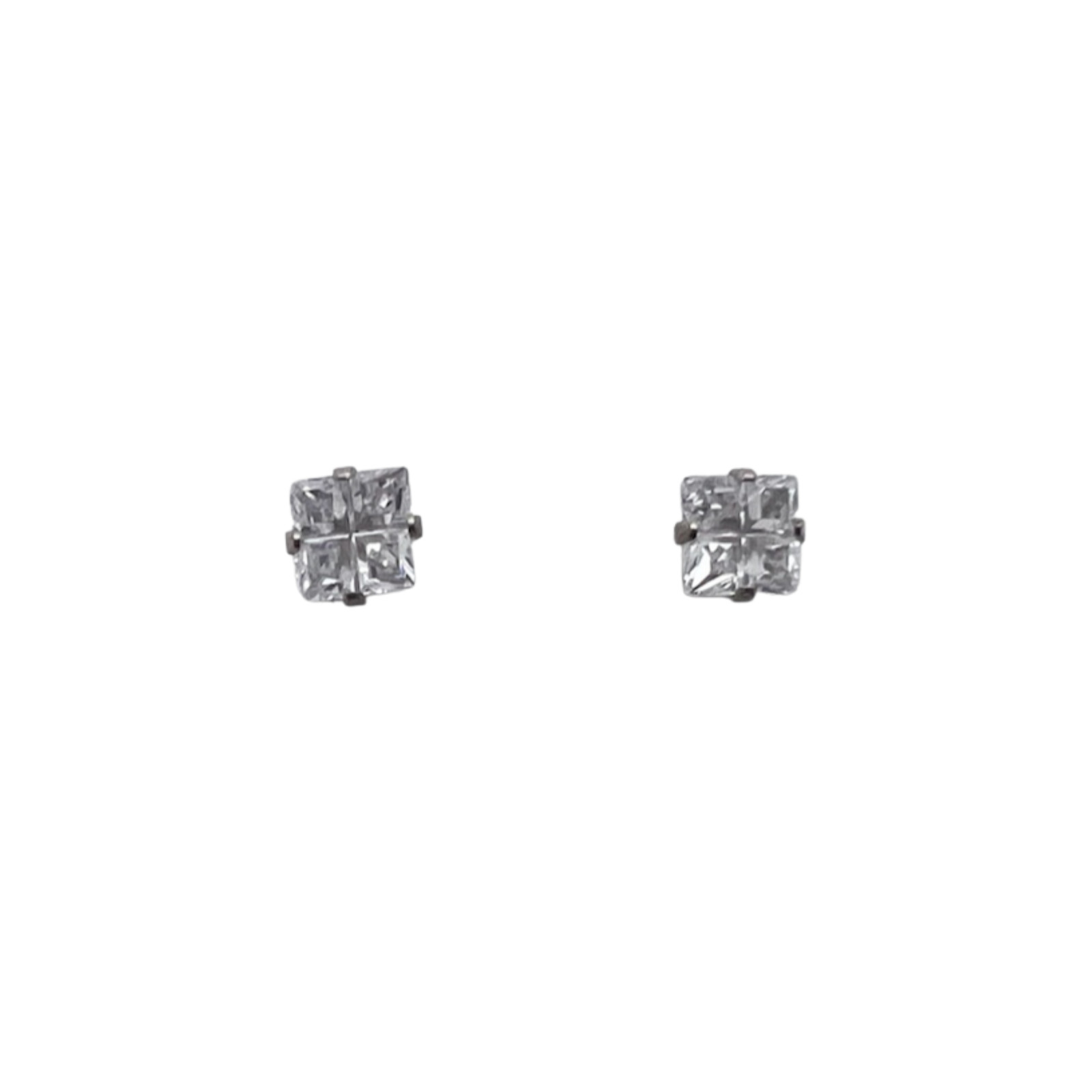 Radiance Stud Earrings 925 Sliver Square-cut Crystal Jewelry Free Shipping