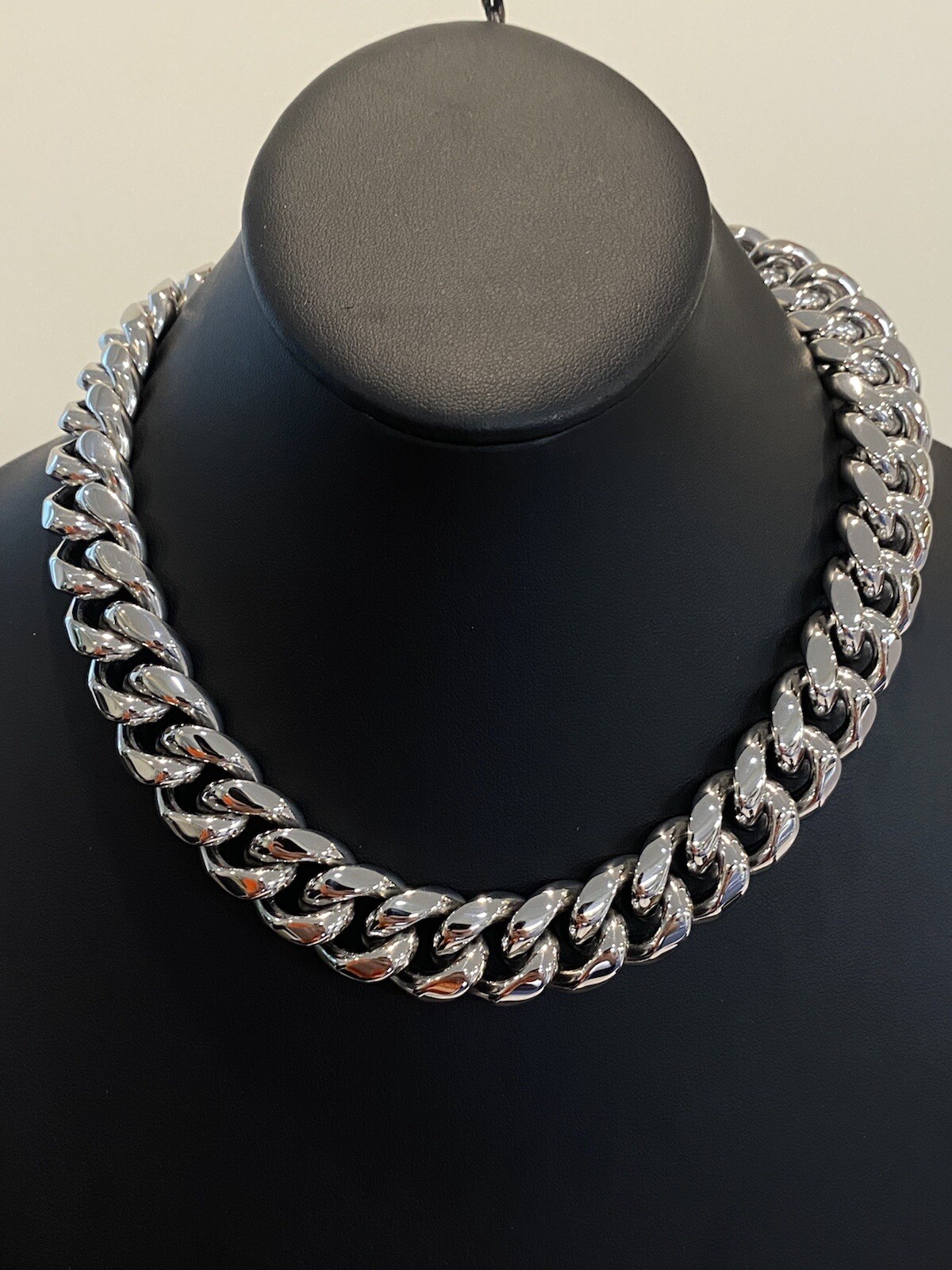 18mm Men’s Miami Cuban Link KILO Choker White Gold Stainless Real Hip Hop Chain