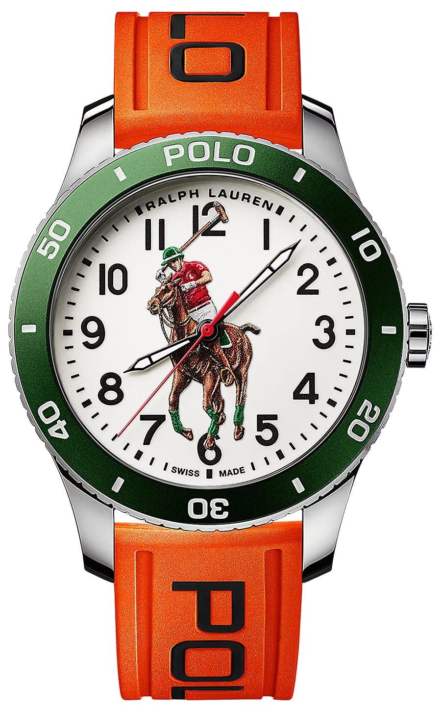 Ralph Lauren Polo Watch Automatic Steel Orange Rubber Mens Watch 472933616005