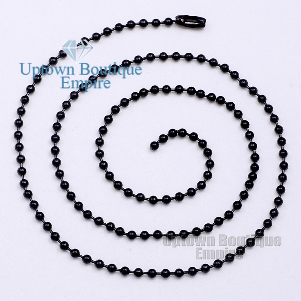 16-30″ men Stainless Steel Black dog tag Ball chain Necklace link